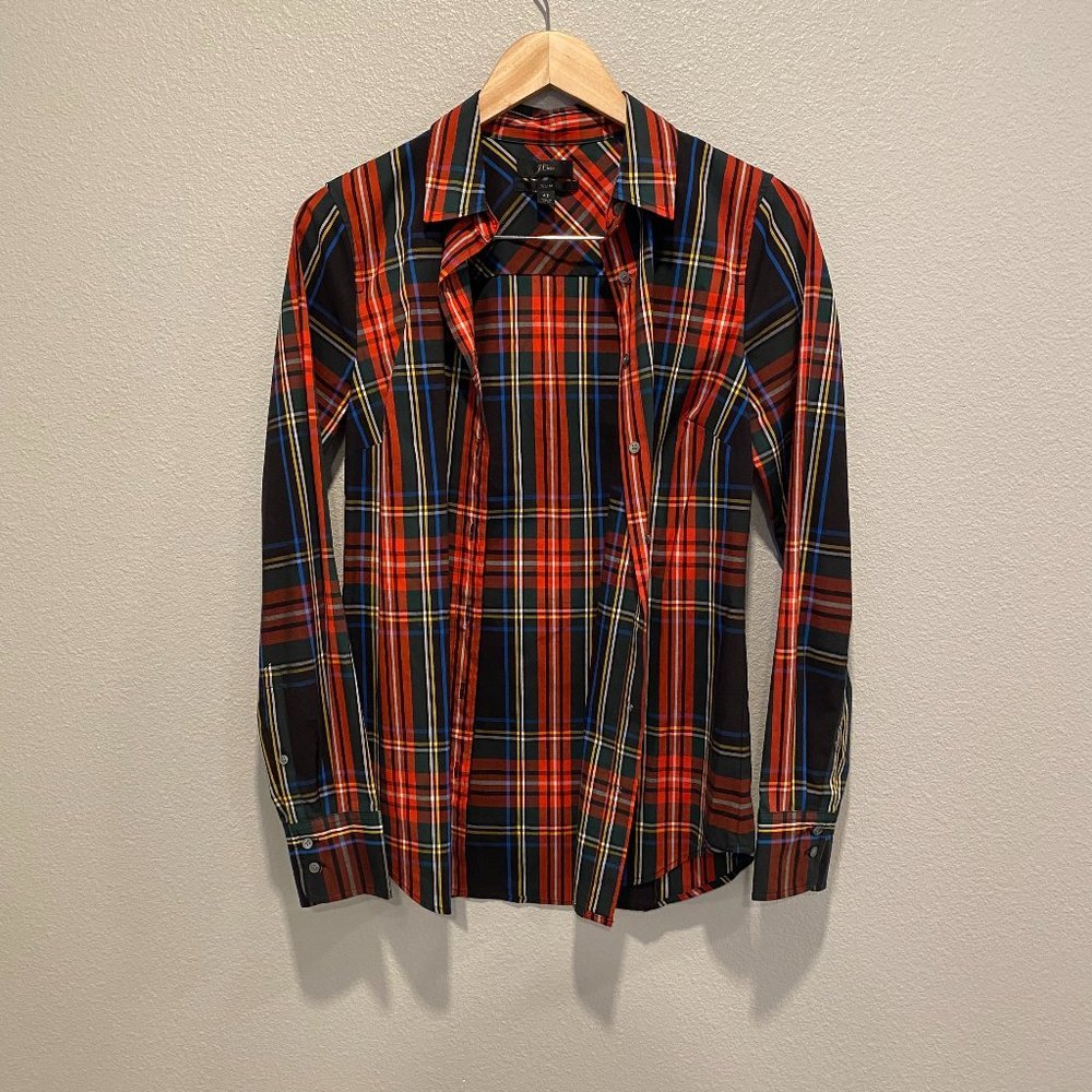 J. Crew Holiday Plaid Button Down Blouse